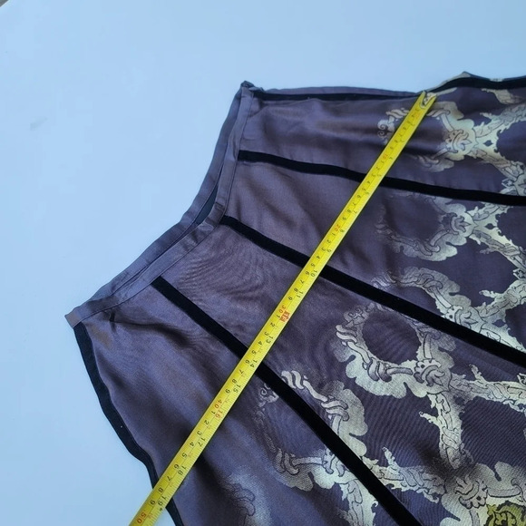 NWOT Apostrophe Women's Brown A-Line Geo Print Skirt Velvet Trim Zip Size 6 - Picture 8 of 11